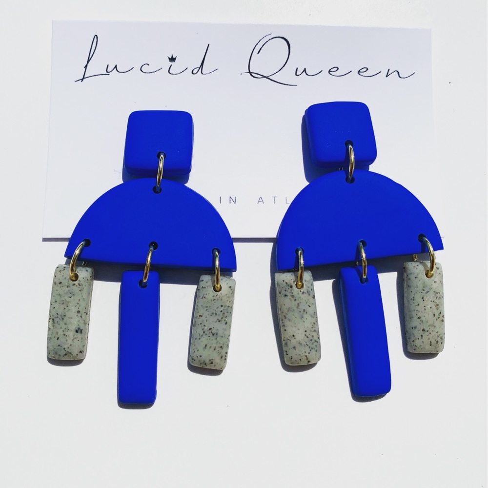 Royal Blue and Granite Earrings